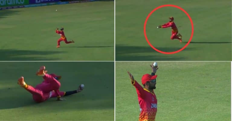 ICC World Cup 2023: WATCH – Sikandar Raza Grabs A Sensational Running Catch To Send Kashyap Prajapati Packing In CWC Qualifier Clash