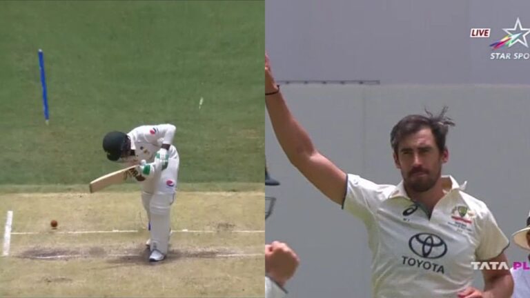 Watch: Mitchell Starc sends Sarfaraz Ahmed’s cartwheel outside off stump with an unplayable delivery on day 3