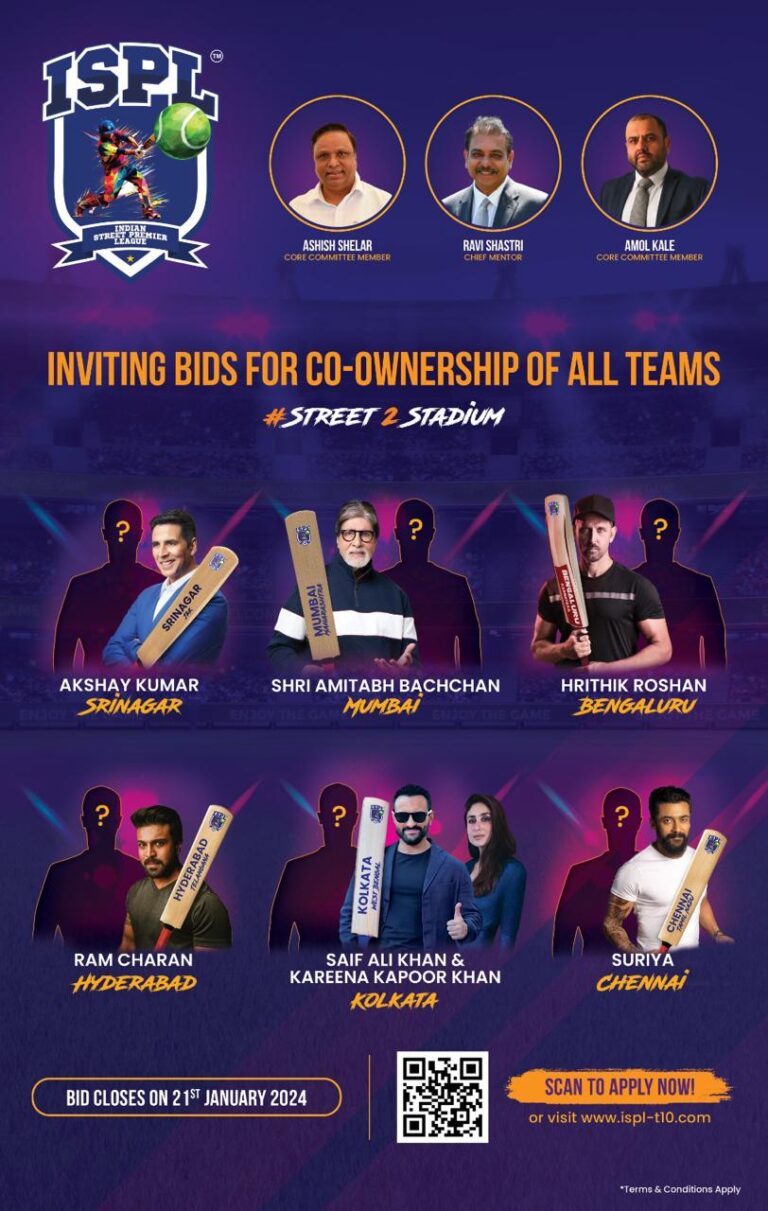 INDIAN STREET PREMIER LEAGUE (ISPL) INTRODUCES TEAM CO-OWNERSHIP OPPORTUNITY