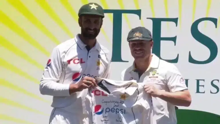 PAK vs AUS: David Warner receives Babar Azam’s jersey signed by Shan Masood as a farewell gift after his final Test