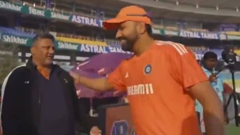 Watch: Teary-eyed Sarfaraz Khan’s father sincerely urges Rohit Sharma;  Indian captain wins hearts with his response