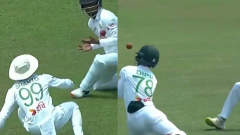 Bangladesh slip fielders produce a howler