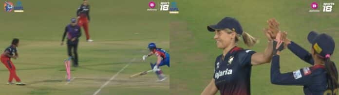 Sophie Molineux runs out Radha Yadav with a brilliant throw