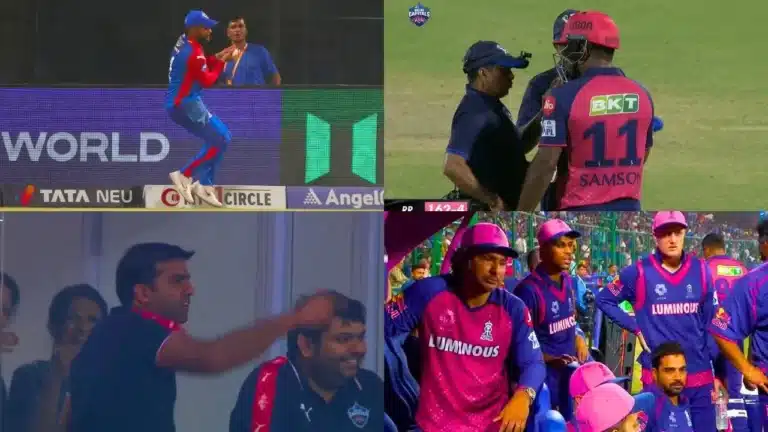 DC vs RR: Watch: Sanju Samson’s furious exchange with referee over controversial dismissal as DC co-owner aggressively tells him to leave the field