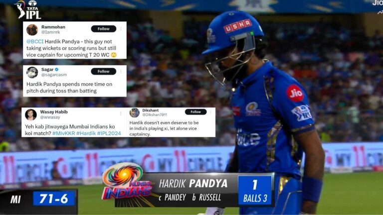 MI vs KKR: "Hardik Pandya spends more time bowling than batting" – The MI captain is brutally trolled for yet another failure.