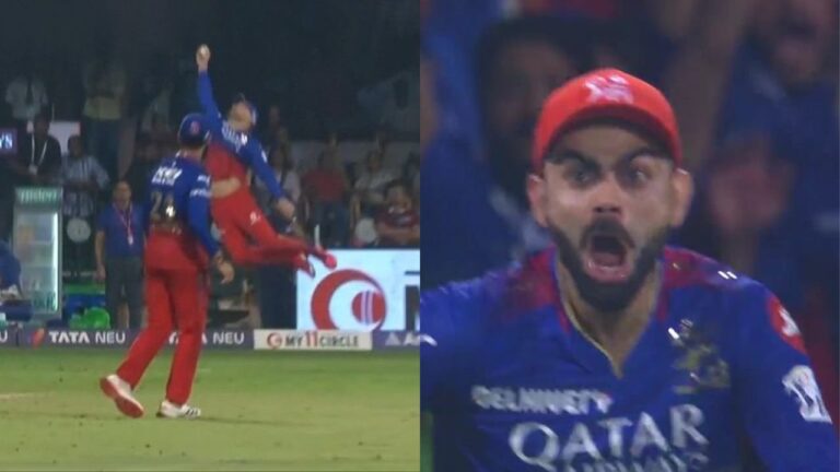 RCB vs CSK: Watch: Catch of the season’s contender as Faf du Plessis makes a one-handed blinder to dismiss Mitchell Santner