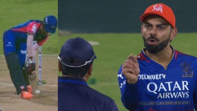 RCB vs DC: Watch: Virat Kohli engages in VERBAL FIGHT with umpire over lbw decision