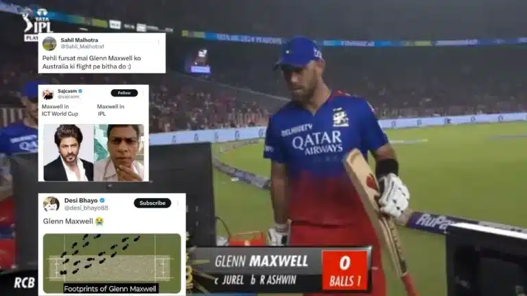 RR vs RCB: "brother was in a hurry"– Twitter rips Glenn Maxwell as he ends IPL 2024 campaign with a duck