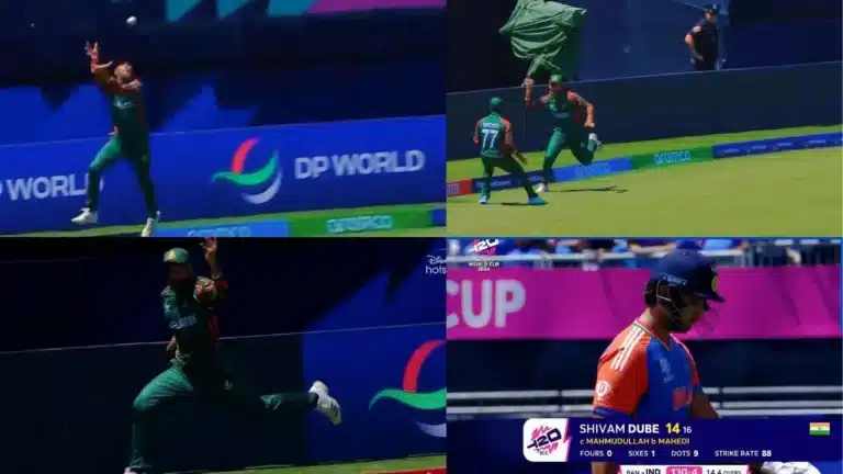 IND vs BAN: Watch: Mahmudullah takes spectacular boundary catch to dismiss struggling Shivam Dube for 14