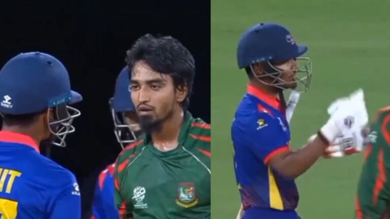 Watch: Tanzim Hasan Sakib and Rohit Paudel attack each other;  The referees run in to separate the players.