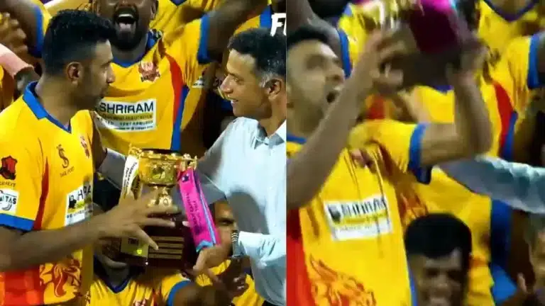 Watch: Rahul Dravid hits Ravichandran Ashwin as the latter mimics his WC T20 trophy celebration after TNPL triumph