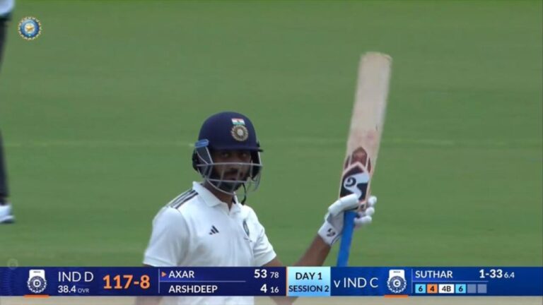 Watch: Axar Patel smashes Manav Suthar for 17 runs in 1 over; becomes first choice for IND vs BAN Tests