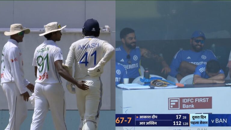 Watch: Hasan Mahmud’s wild delivery hits Akash Deep; leaves Gautam Gambhir, Virat Kohli and Rohit Sharma in splits