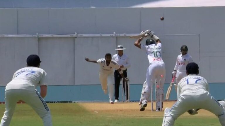 Watch – Jasprit Bumrah bowls Shadman Islam with a jaffa in his first over of the Chennai Test