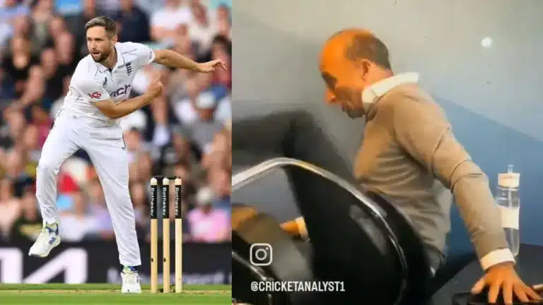 Watch: Nasser Hussain falls off commentary chair in hilariously as Chris Woakes stuns with spin bowling