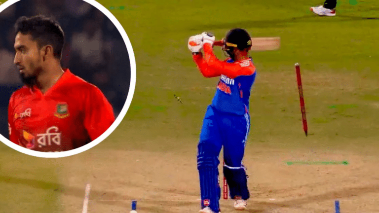 Taznim Hasan Sakib’s 147.2 km/h rocket spins Abhishek Sharma’s stumps [WATCH]