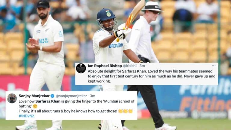 "KL Rahul can go to sleep"- Twitter reacts to Sarfaraz Khan’s first Test 100