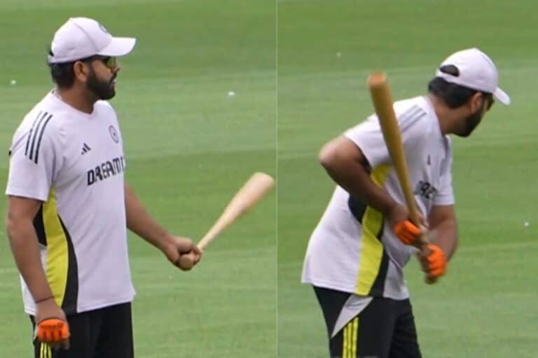 Rohit Sharma Batting with Baseball Bat Goes Viral