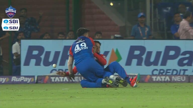 [WATCH] Ashutosh Sharma and Mikesh Kumar involved in an unpleasant collision during dc vs my IPL 2025 Chash