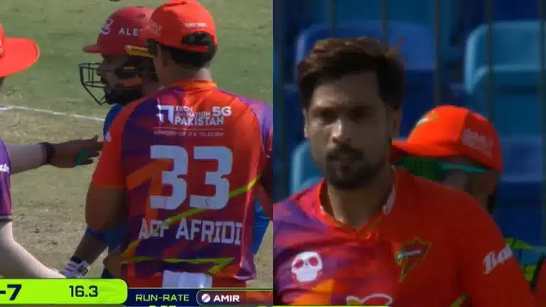 Mohammad Amir and Faheem Ashraf engaged in a heated exchange during RP vs IU PSL 2026 clash