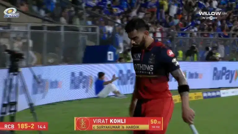 Virat Kohli throws gloves and helmet in frustration after dismissal against MI in IPL 2026 clash