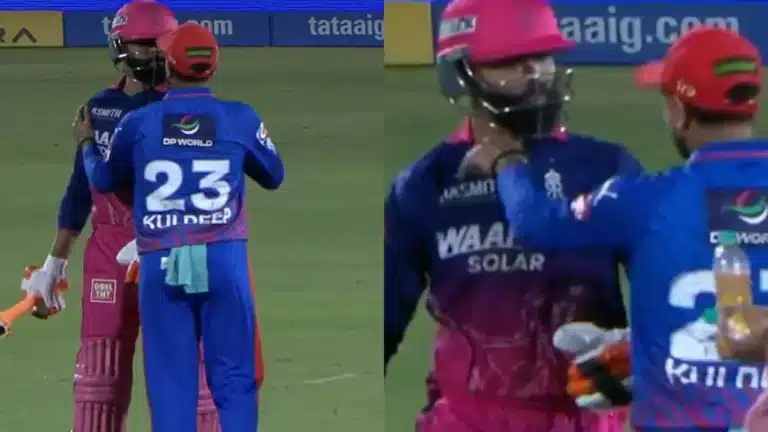 Watch: Ravindra Jadeja almost injures Kuldeep Yadav with violent sword swing during IPL 2026 match